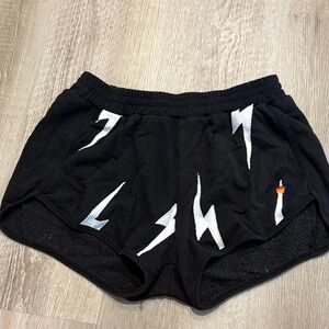 Aviator Nation Black Shorts with White Lightning Accents